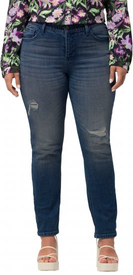 Ulla Popken Sammy Destroy 5 Pocket Jeans Blue Denim - Jeans & Hosen in Großen Größen – Plus Size Damenmode - Jeans & Hosen, EU 42–70