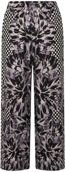 Ulla Popken Checkered Floral Elastic Waist Palazzo Paints Black - Jeans & Hosen in Großen Größen – Plus Size Damenmode - Jeans & Hosen, EU 42–70