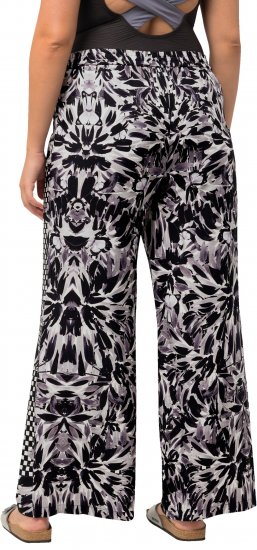 Ulla Popken Checkered Floral Elastic Waist Palazzo Paints Black - Jeans & Hosen in Großen Größen – Plus Size Damenmode - Jeans & Hosen, EU 42–70