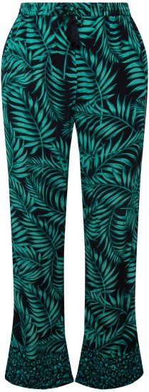 Ulla Popken Palm Leaf Print Elastic Waist Pants Navy - Jeans & Hosen in Großen Größen – Plus Size Damenmode - Jeans & Hosen, EU 42–70
