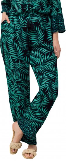 Ulla Popken Palm Leaf Print Elastic Waist Pants Navy - Jeans & Hosen in Großen Größen – Plus Size Damenmode - Jeans & Hosen, EU 42–70