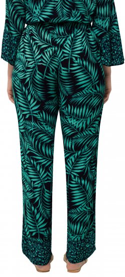 Ulla Popken Palm Leaf Print Elastic Waist Pants Navy - Jeans & Hosen in Großen Größen – Plus Size Damenmode - Jeans & Hosen, EU 42–70