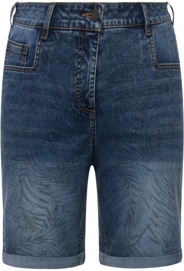 Ulla Popken Palm Print Denim Bermuda Shorts Blue Denim - Jeans & Hosen in Großen Größen – Plus Size Damenmode - 