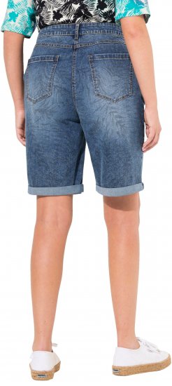 Ulla Popken Palm Print Denim Bermuda Shorts Blue Denim - Jeans & Hosen in Großen Größen – Plus Size Damenmode - 