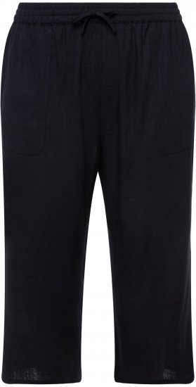 Ulla Popken Cropped Linen Blend Elastic Waist Pants Navy - Jeans & Hosen in Großen Größen – Plus Size Damenmode - Jeans & Hosen, EU 42–70