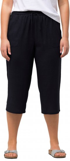 Ulla Popken Cropped Linen Blend Elastic Waist Pants Navy - Jeans & Hosen in Großen Größen – Plus Size Damenmode - Jeans & Hosen, EU 42–70