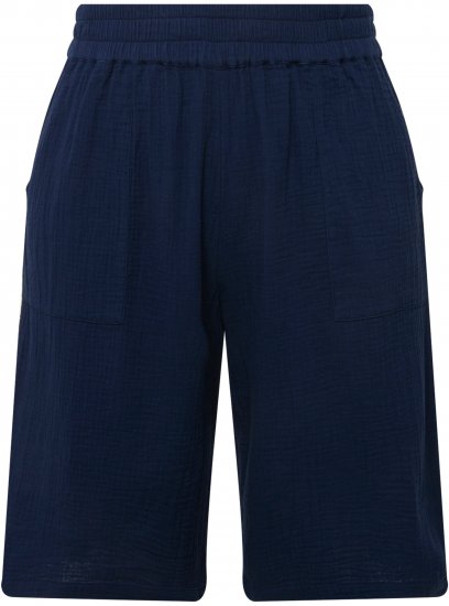 Ulla Popken Muslin Elastic Waist Wide Leg Shorts Blue - Jeans & Hosen in Großen Größen – Plus Size Damenmode - 