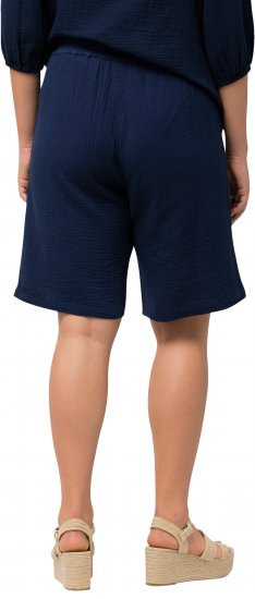 Ulla Popken Muslin Elastic Waist Wide Leg Shorts Blue - Jeans & Hosen in Großen Größen – Plus Size Damenmode - 
