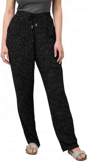 Ulla Popken Speckled Crepe Pull On Pants Black - Jeans & Hosen in Großen Größen – Plus Size Damenmode - 