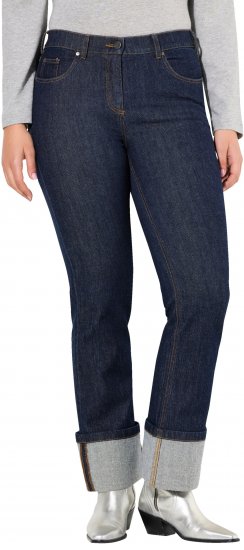 Ulla Popken Turn Up Hem Wide Leg Mary Jeans Grey Denim - Jeans & Hosen in Großen Größen – Plus Size Damenmode - 