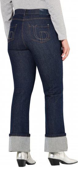 Ulla Popken Turn Up Hem Wide Leg Mary Jeans Grey Denim - Jeans & Hosen in Großen Größen – Plus Size Damenmode - 