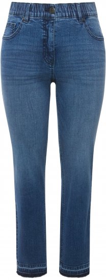 Ulla Popken Fringed Hem Stretch Fit Jeans Denim Blue - Jeans & Hosen in Großen Größen – Plus Size Damenmode - 