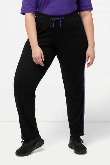 Ulla Popken Striped Elastic Waist Sweatpants Black - Jeans & Hosen in Großen Größen – Plus Size Damenmode - 