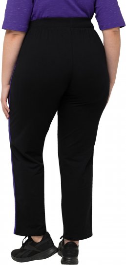 Ulla Popken Striped Elastic Waist Sweatpants Black - Jeans & Hosen in Großen Größen – Plus Size Damenmode - 