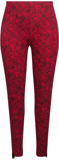 Ulla Popken Lace Print Leggings Red - Jeans & Hosen in Großen Größen – Plus Size Damenmode - 