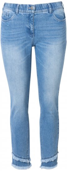Ulla Popken Double Fringe Hem Stretch Fit Jeans Light Blue Denim - Jeans & Hosen in Großen Größen – Plus Size Damenmode - Jeans & Hosen, EU 42–70