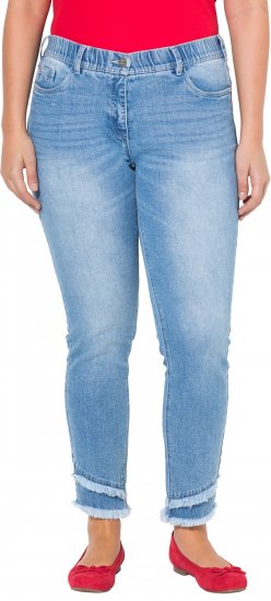 Ulla Popken Double Fringe Hem Stretch Fit Jeans Light Blue Denim - Jeans & Hosen in Großen Größen – Plus Size Damenmode - Jeans & Hosen, EU 42–70