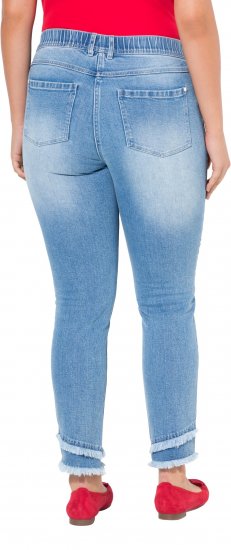 Ulla Popken Double Fringe Hem Stretch Fit Jeans Light Blue Denim - Jeans & Hosen in Großen Größen – Plus Size Damenmode - Jeans & Hosen, EU 42–70