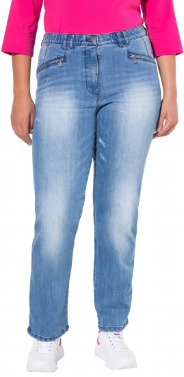 Ulla Popken Tapered Leg Lightly Distressed Jeans Blue Denim - Jeans & Hosen in Großen Größen – Plus Size Damenmode - 