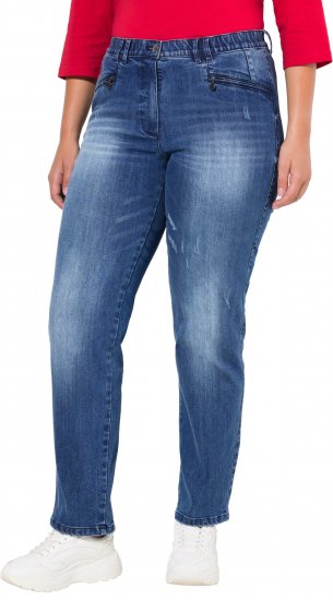 Ulla Popken Tapered Leg Lightly Distressed Jeans Denim Blue - Jeans & Hosen in Großen Größen – Plus Size Damenmode - 