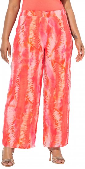 Ulla Popken Feather Batik Print Layered Chiffon Pants - Jeans & Hosen in Großen Größen – Plus Size Damenmode - 
