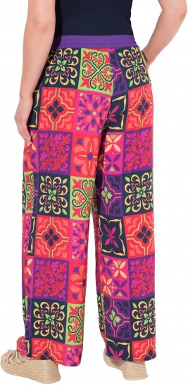 Ulla Popken Tile Print Wide Leg Palazzo Pants Purple - Jeans & Hosen in Großen Größen – Plus Size Damenmode - 