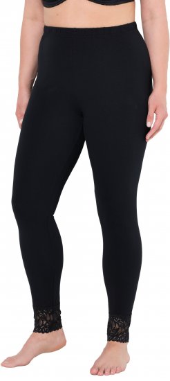 Ulla Popken Lace Trim Leggings Black - Jeans & Hosen in Großen Größen – Plus Size Damenmode - Jeans & Hosen, EU 42–70