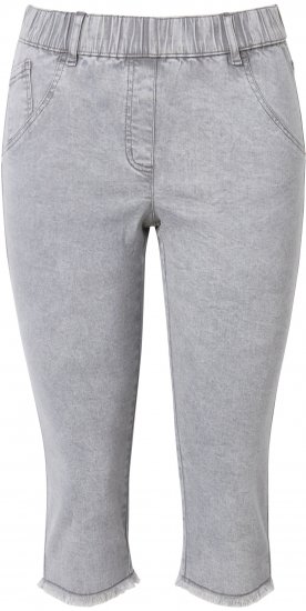 Ulla Popken Denim Fringed Hem Capris Grey - Jeans & Hosen in Großen Größen – Plus Size Damenmode - Jeans & Hosen, EU 42–70