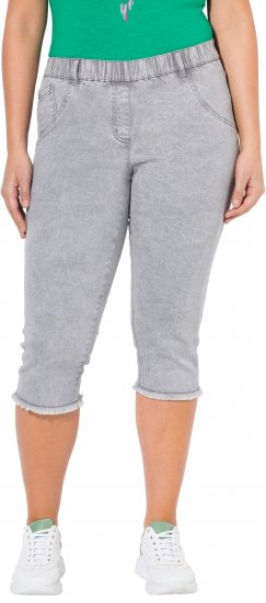 Ulla Popken Denim Fringed Hem Capris Grey - Jeans & Hosen in Großen Größen – Plus Size Damenmode - Jeans & Hosen, EU 42–70