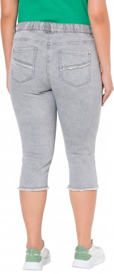 Ulla Popken Denim Fringed Hem Capris Grey - Jeans & Hosen in Großen Größen – Plus Size Damenmode - Jeans & Hosen, EU 42–70