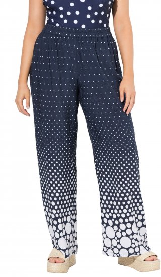 Ulla Popken Dot Gradient Wide Leg Elastic Waist Palazzo Pants Grey - Jeans & Hosen in Großen Größen – Plus Size Damenmode - 