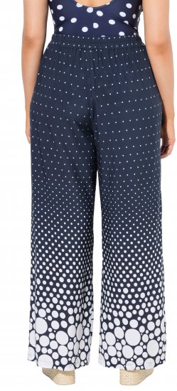 Ulla Popken Dot Gradient Wide Leg Elastic Waist Palazzo Pants Grey - Jeans & Hosen in Großen Größen – Plus Size Damenmode - 