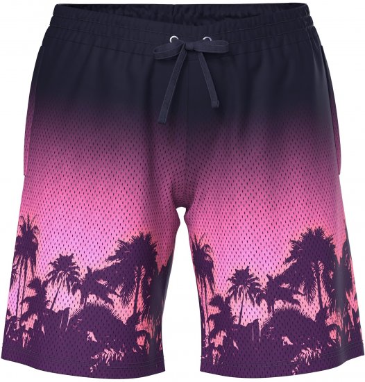 Ulla Popken Active Wide Leg Elastic Waist Palm Tree Pattern Mesh Shorts Black - Jeans & Hosen in Großen Größen – Plus Size Damenmode - Jeans & Hosen, EU 42–70