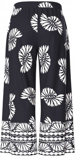 Ulla Popken Fossil Print Elastic Waist Palazzo Pants Black - Jeans & Hosen in Großen Größen – Plus Size Damenmode - 