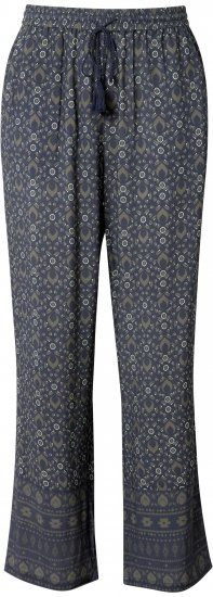 Ulla Popken Geometric Print Elastic Waist Pants Navy - Jeans & Hosen in Großen Größen – Plus Size Damenmode - Jeans & Hosen, EU 42–70