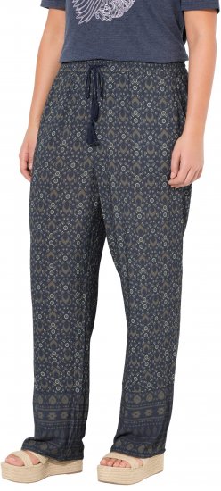 Ulla Popken Geometric Print Elastic Waist Pants Navy - Jeans & Hosen in Großen Größen – Plus Size Damenmode - Jeans & Hosen, EU 42–70