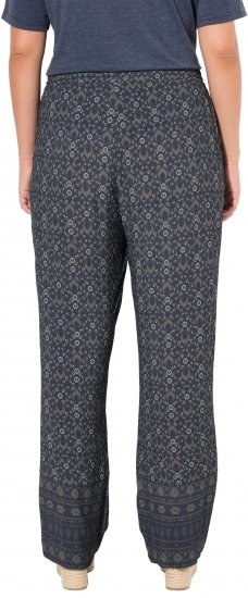 Ulla Popken Geometric Print Elastic Waist Pants Navy - Jeans & Hosen in Großen Größen – Plus Size Damenmode - Jeans & Hosen, EU 42–70