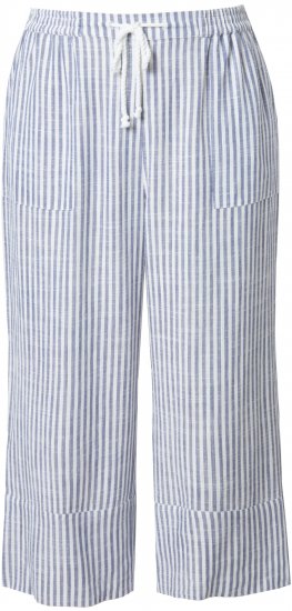 Ulla Popken Coastal Stripe Linen Blend Elastic Waist Culottes Blue - Jeans & Hosen in Großen Größen – Plus Size Damenmode - Jeans & Hosen, EU 42–70