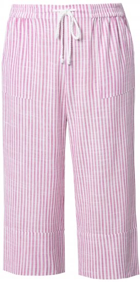Ulla Popken Coastal Stripe Linen Blend Elastic Waist Culottes Purple - Jeans & Hosen in Großen Größen – Plus Size Damenmode - Jeans & Hosen, EU 42–70