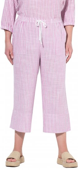 Ulla Popken Coastal Stripe Linen Blend Elastic Waist Culottes Purple - Jeans & Hosen in Großen Größen – Plus Size Damenmode - Jeans & Hosen, EU 42–70