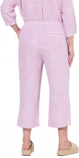 Ulla Popken Coastal Stripe Linen Blend Elastic Waist Culottes Purple - Jeans & Hosen in Großen Größen – Plus Size Damenmode - Jeans & Hosen, EU 42–70