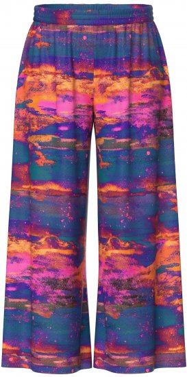 Ulla Popken Abstract Sunset Elastic Waist Palazzo Pants Orange - Jeans & Hosen in Großen Größen – Plus Size Damenmode - Jeans & Hosen, EU 42–70