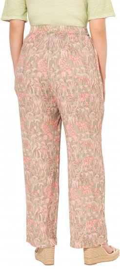 Ulla Popken Safari Print Elastic Waist Pants Green - Jeans & Hosen in Großen Größen – Plus Size Damenmode - 