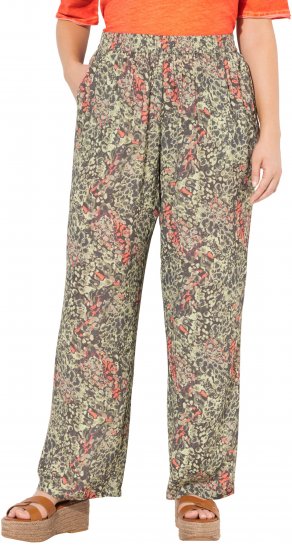 Ulla Popken Crocodile Print Elastic Waist Pants Olive Grey - Jeans & Hosen in Großen Größen – Plus Size Damenmode - 