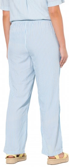 Ulla Popken Seersucker Elastic Waist Pants Blue - Jeans & Hosen in Großen Größen – Plus Size Damenmode - 