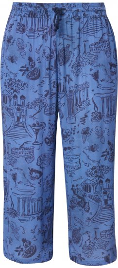 Ulla Popken Italy Print Elastic Waist Culottes Blue - Jeans & Hosen in Großen Größen – Plus Size Damenmode - Jeans & Hosen, EU 42–70