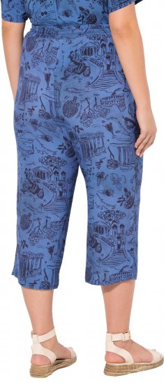 Ulla Popken Italy Print Elastic Waist Culottes Blue - Jeans & Hosen in Großen Größen – Plus Size Damenmode - Jeans & Hosen, EU 42–70