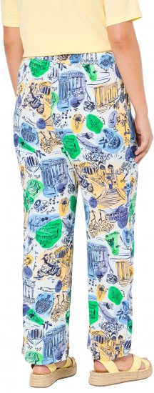 Ulla Popken Italy Print Elastic Waist Pants White - Jeans & Hosen in Großen Größen – Plus Size Damenmode - 
