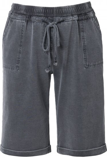 Ulla Popken Indigo Dyed Elastic Waist Jersey Shorts Black - Jeans & Hosen in Großen Größen – Plus Size Damenmode - 