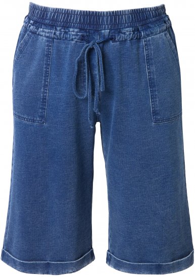 Ulla Popken Indigo Dyed Elastic Waist Jersey Shorts Blue - Jeans & Hosen in Großen Größen – Plus Size Damenmode - 